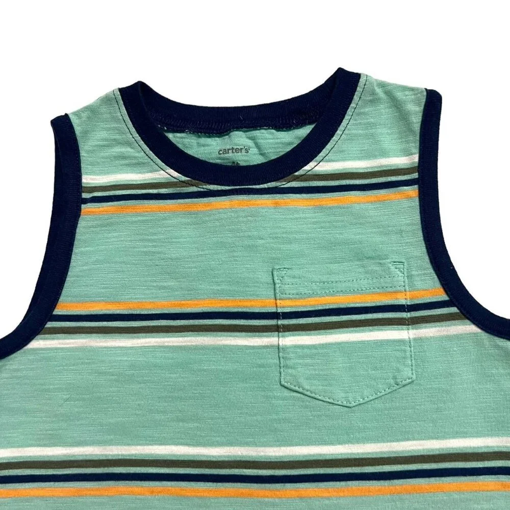 Carter's 4T Aqua Striped Pocket Tank Top